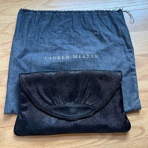 Lauren Merkin envelope clutch, black snake print